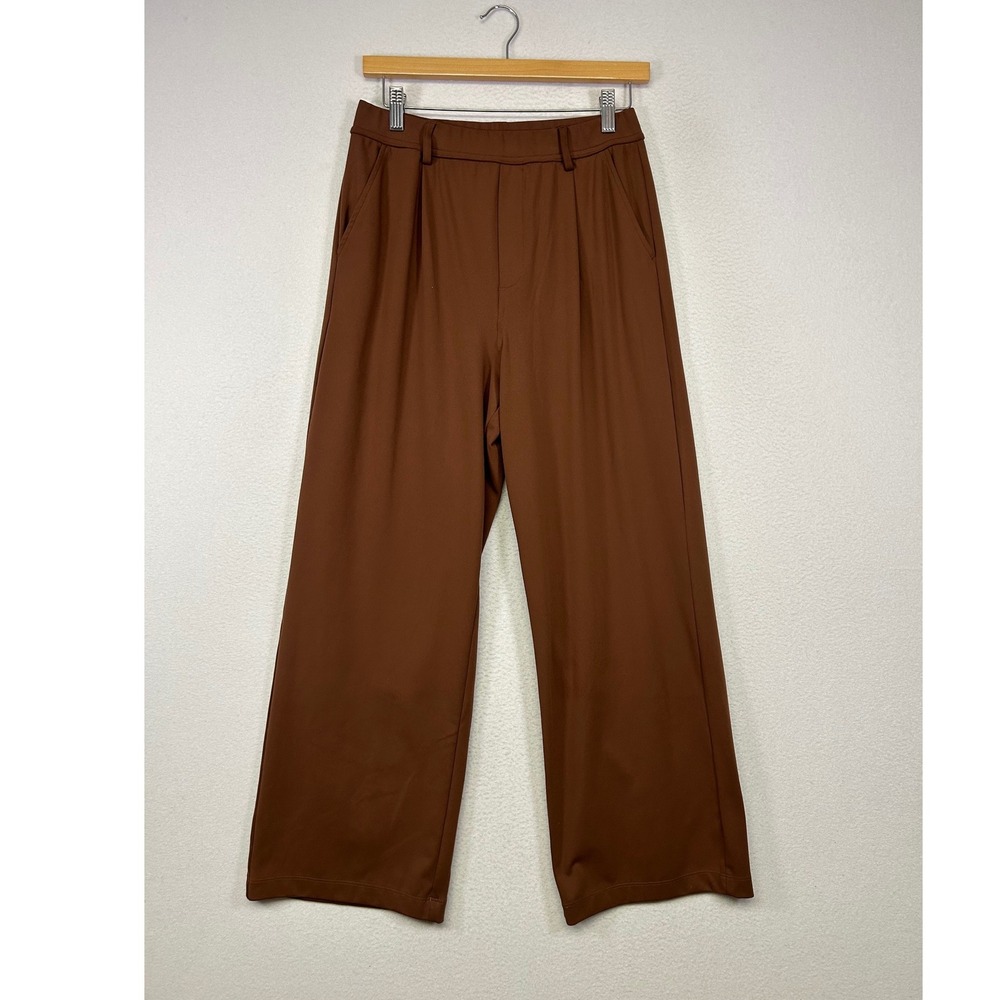 Dark Academia Halara Womens Small Brown Pleated High Waisted Wide Leg Trousers